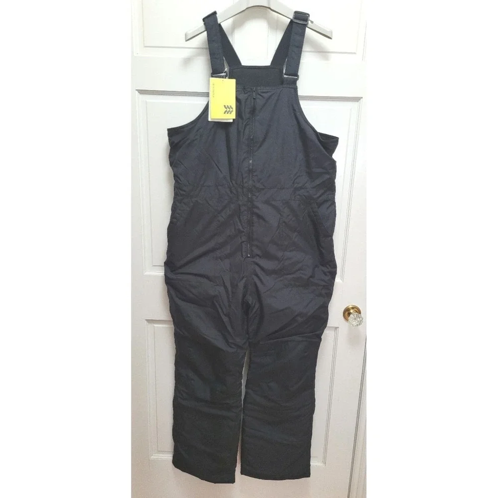 All In Motion Men's Water/Wind Resistant Full Snow Bib - Black - Large